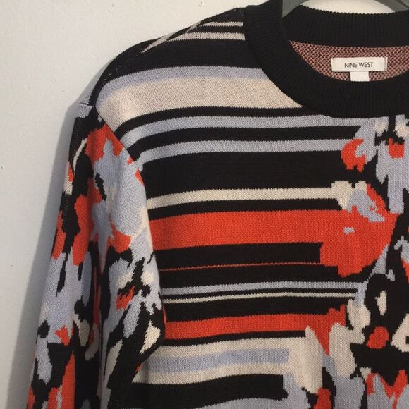 Nine West Color Block Cropped Sweater: Size Small - Picture 2 of 9